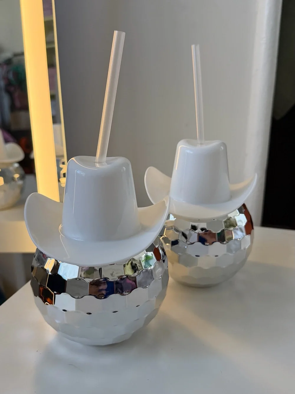 4 Disco Ball Cowboy Hat Drink Cup